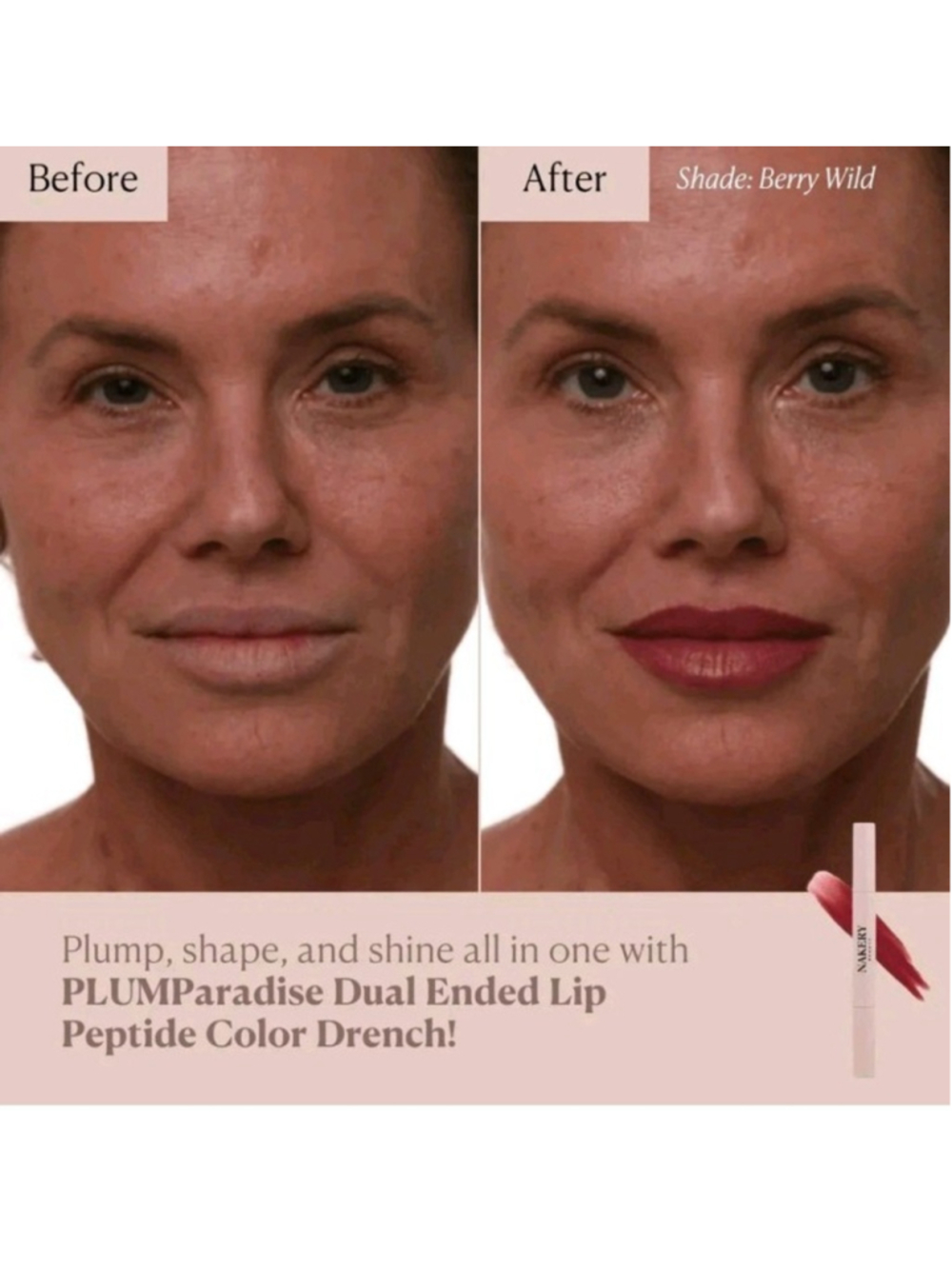 Nakery Plumping lipstick w/ matching lip liner DUO Plumparadise ~ Berry Wild New - Picture 3 of 3